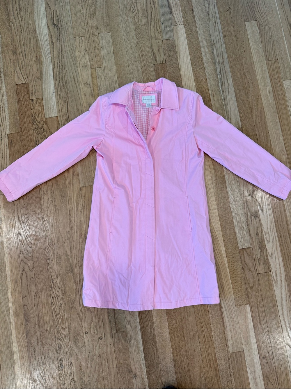 Vintage Worthington Pink trench coat gingham lining size s